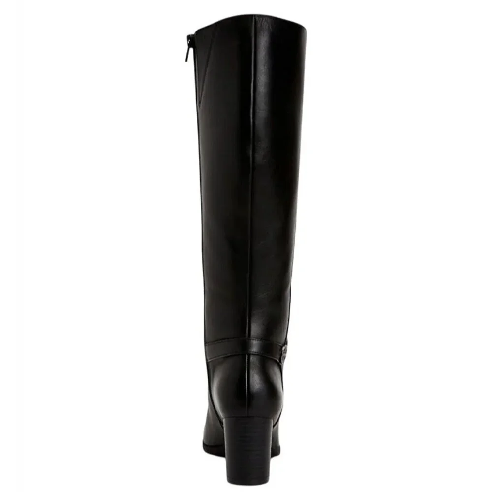 GIANI BERNINI / Adonnysl / Leather  / Tall / Knee-High / Boots / Black 9.5M Wide